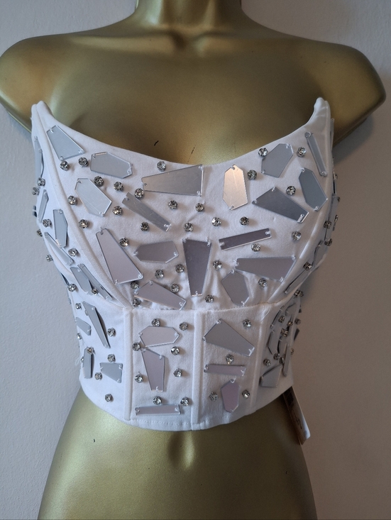 Tops - Embellished White Beaded Corset Top